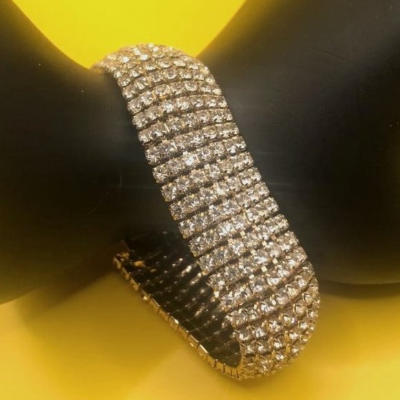Unbranded Jewelry - Gold-Tone 7 Row Rhinestone Bracelet